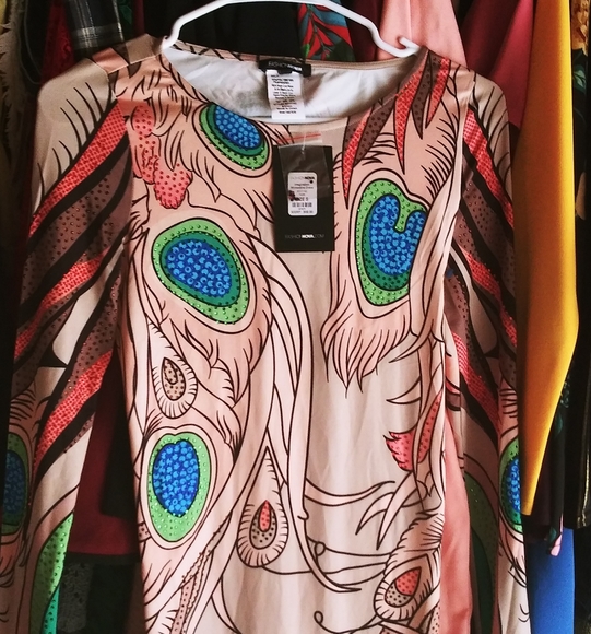 fashion nova peacock dress Peacock Mesh V-Neck Dress With Ruching And Sparkly Crystals